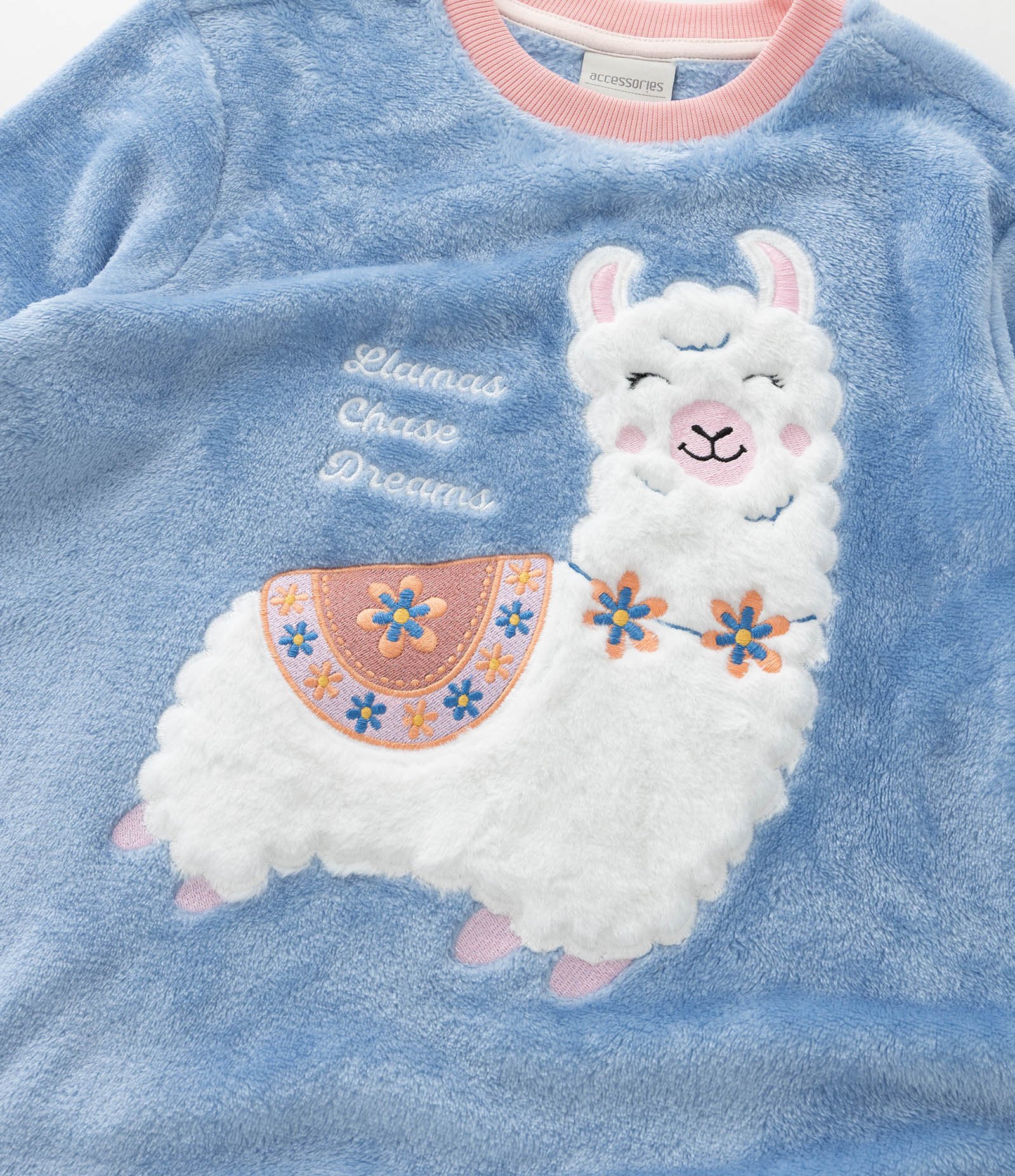 Pijama Longo Infantil de Lhama em Fleece - Tam 4 aos 14 Anos Azul 12
