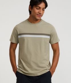 Camiseta Regular em Algodão com Listras