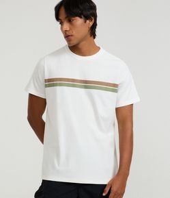 Camiseta Regular em Algodão com Listras
