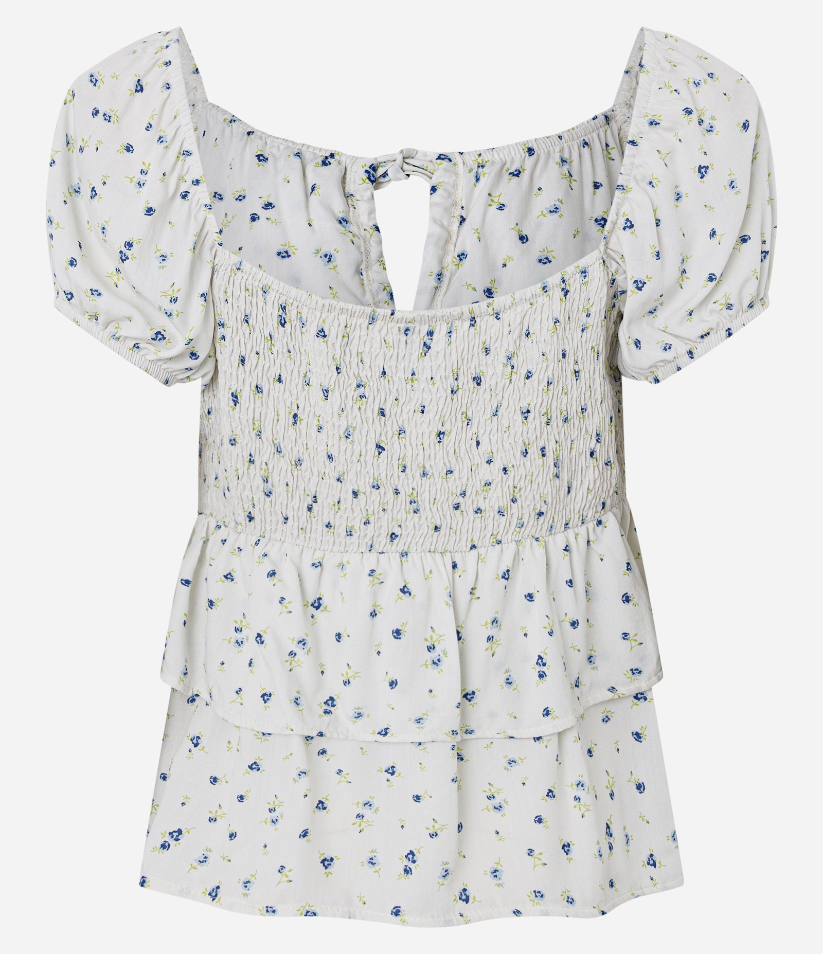 Blusa Manga Curta com Estampa Floral e Babados Branco 7