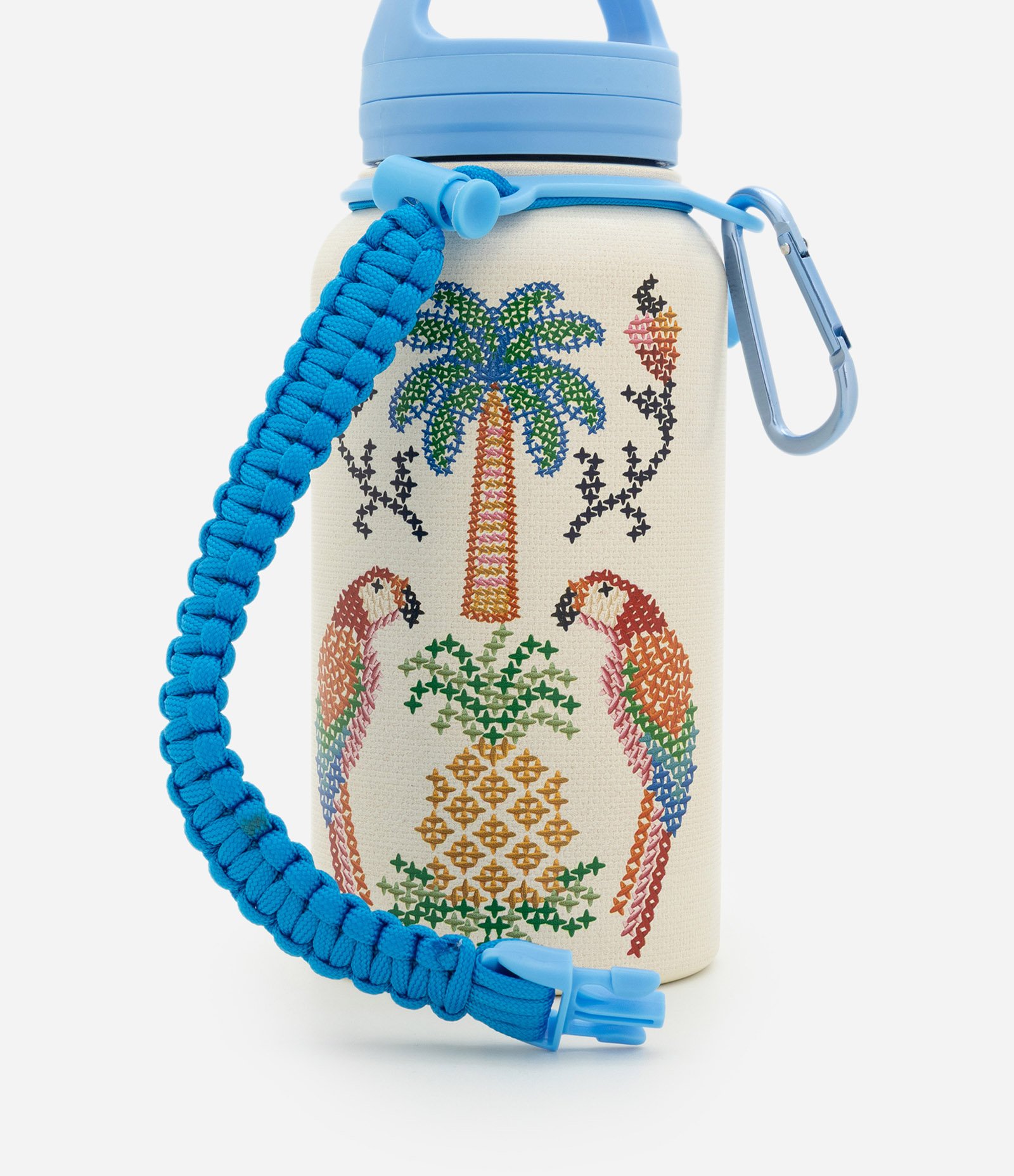 Garrafa Térmica com Estampa Tropical e Alça de Corda 800ml Multicores 5