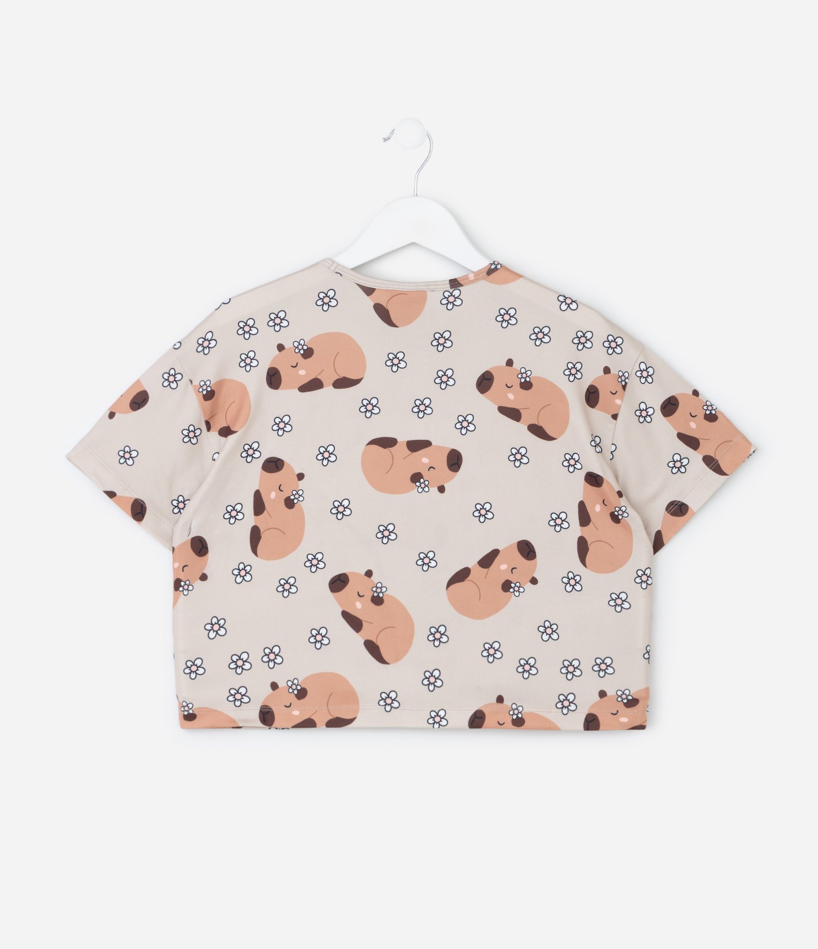 Pijama Infantil com Estampa de Capivaras – Tam 5 a 16 Anos Bege 4