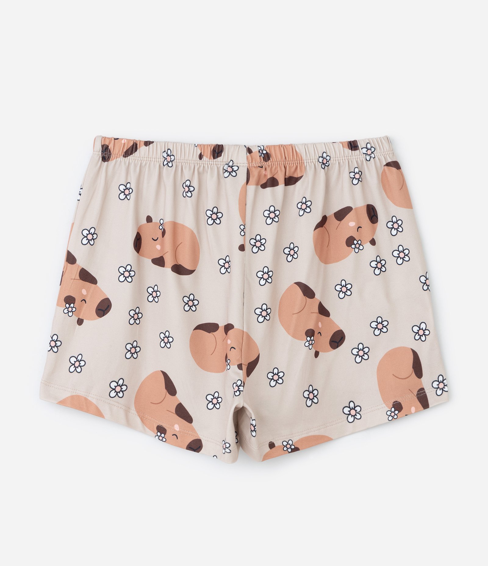 Pijama Infantil com Estampa de Capivaras – Tam 5 a 16 Anos Bege 6