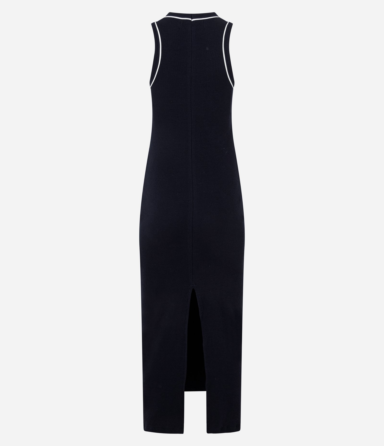 Vestido New Midi Canelado em Ribana com Contrastes Azul Escuro 3