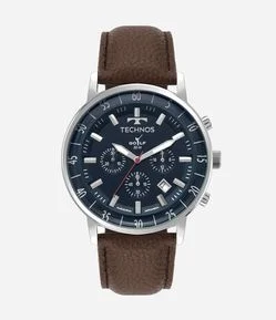 Relógio Analógico com Pulseira Couro Technos em Aço JS25BCN 0A