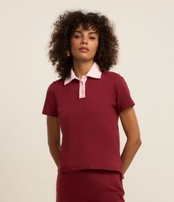 Blusa Sportcore em Algodão com Gola Polo Contrastante