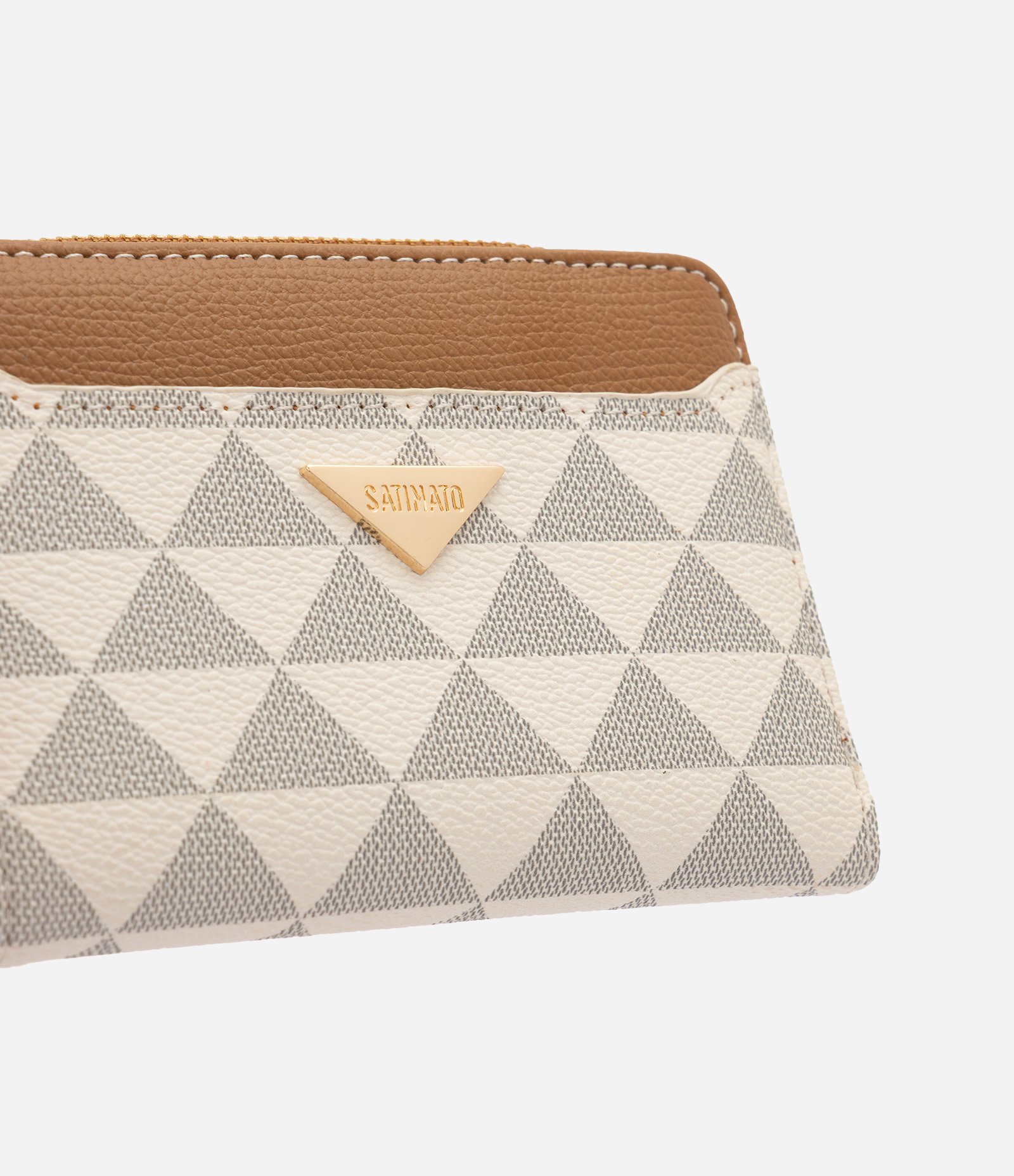 Carteira Porta Cartão em PU com Estampa Triângulos Off White 3