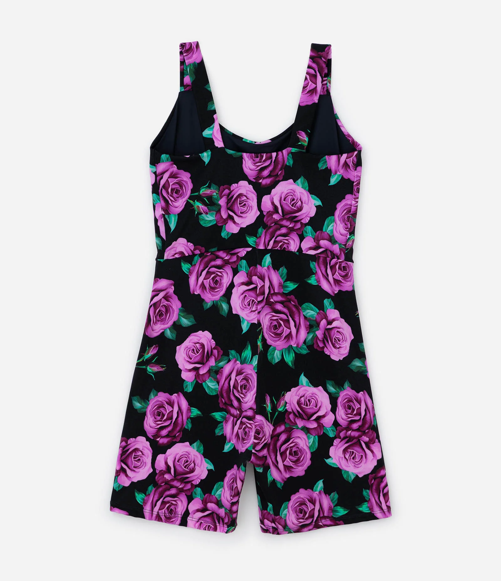 Macaquinho Esportivo com Estampa Floral e Tecnologia Dry Curve & Plus Size Preto/Roxo 5