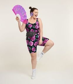 Macaquinho Esportivo com Estampa Floral e Tecnologia Dry Curve & Plus Size