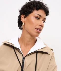 Jaqueta Corta Vento Balonê com Capuz e Zíper