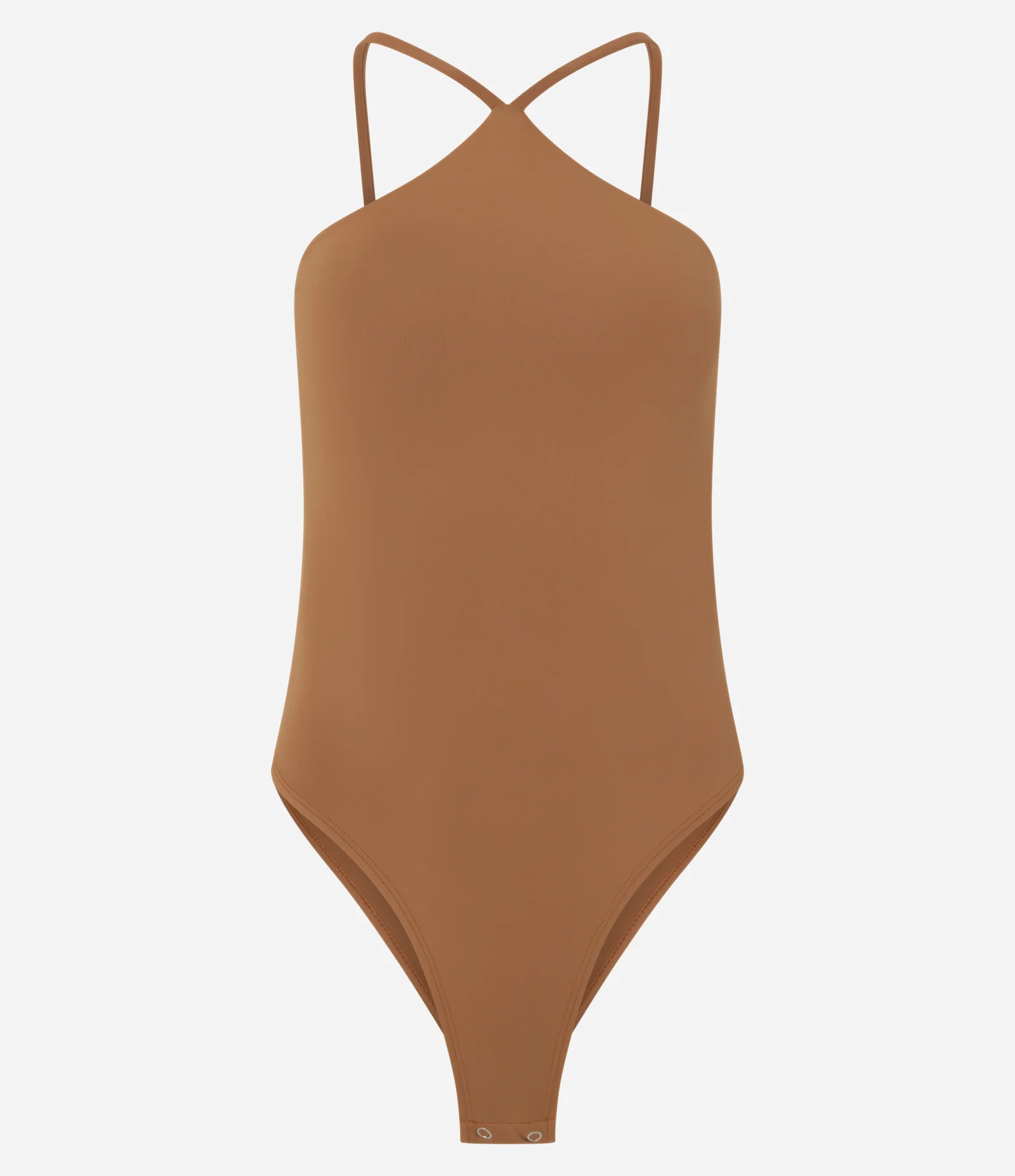 Body em Microfibra com Decote Halter Marrom 1