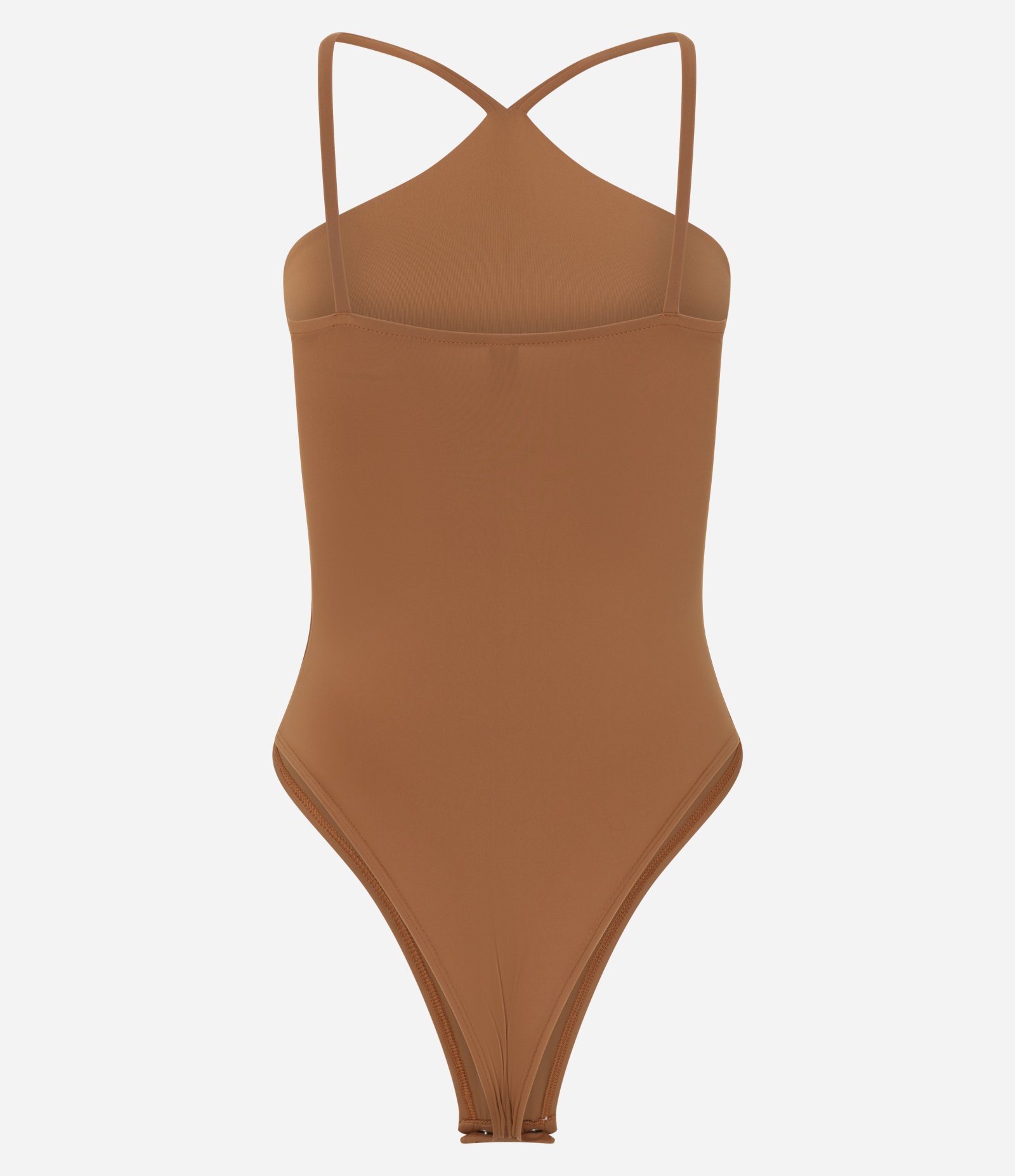 Body em Microfibra com Decote Halter Marrom 2