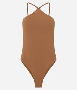 Body em Microfibra com Decote Halter