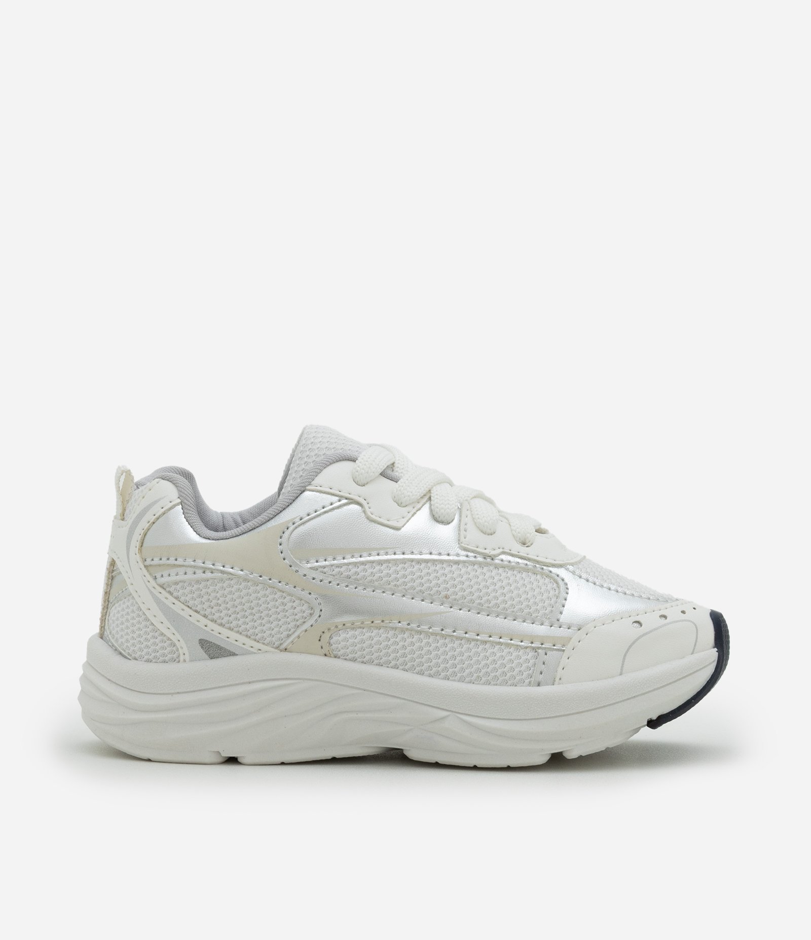 Tênis Infantil Esportivo em PU com Recortes e Texturas - Tam 20 ao 28 Prata 5