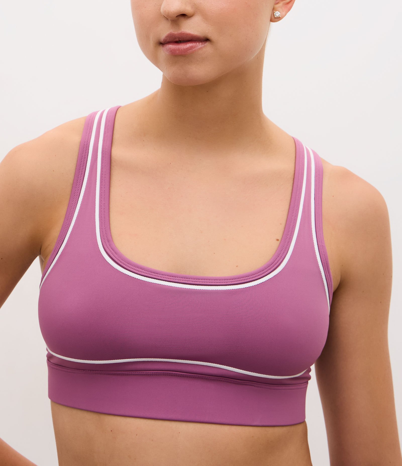 Top Esportivo Nadador em Microfibra com Frisos Contrastantes e Bojo Removível Roxo 3
