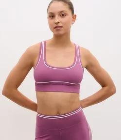 Top Esportivo Nadador em Microfibra com Frisos Contrastantes e Bojo Removível