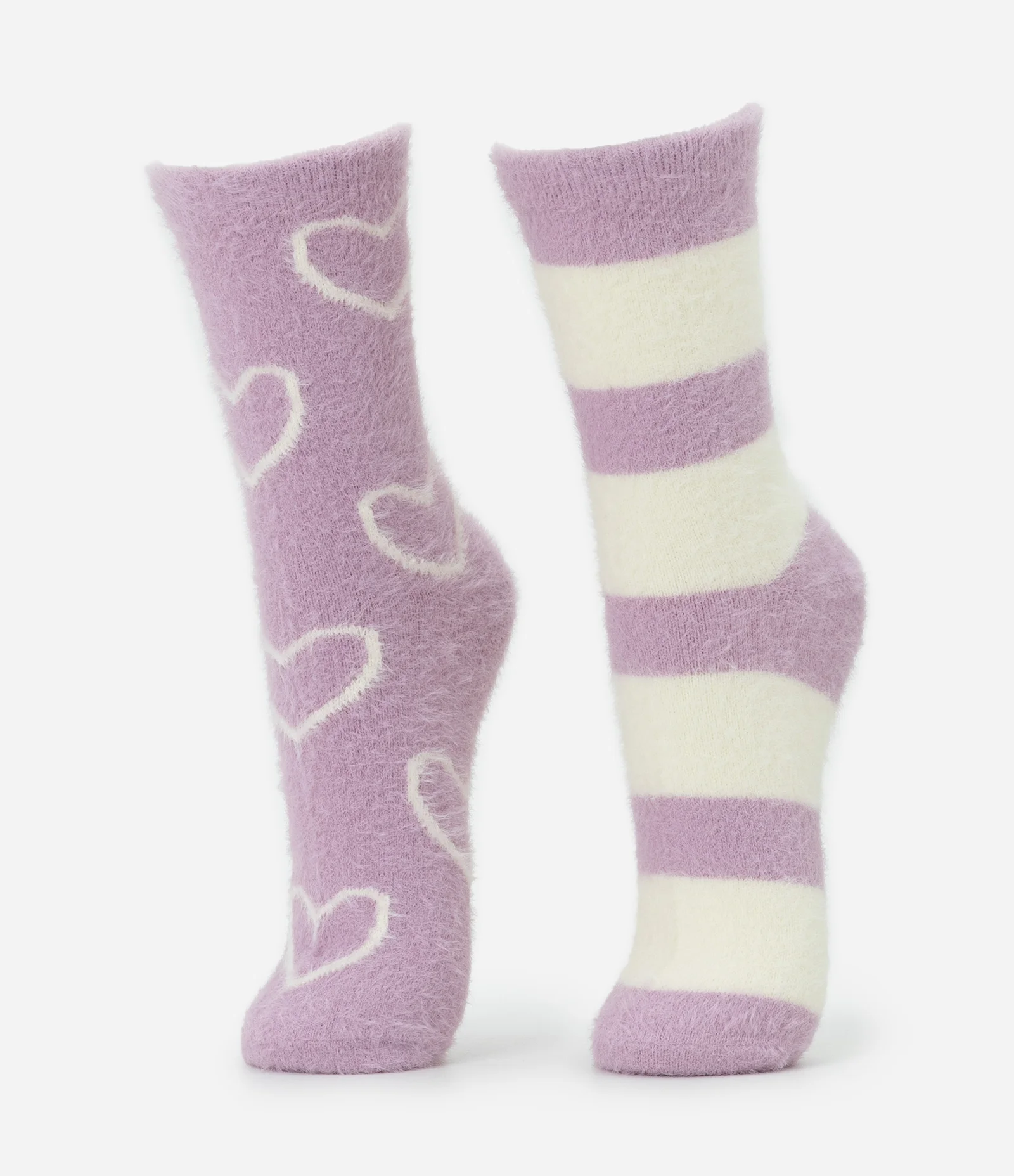 Kit 02 Meias Cano Alto em Poliamida com Pelo Artificial Lilás 1