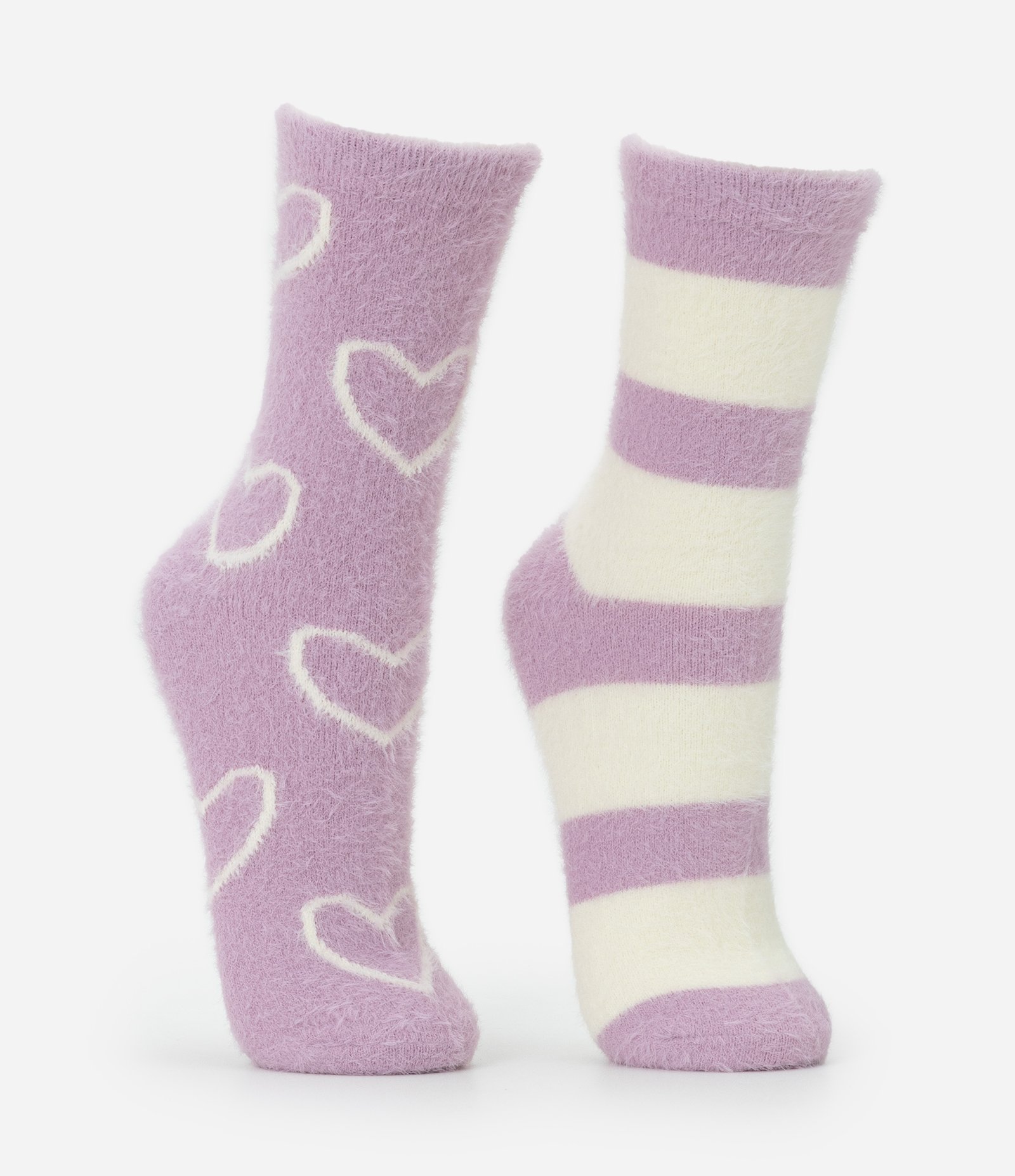 Kit 02 Meias Cano Alto em Poliamida com Pelo Artificial Lilás 2