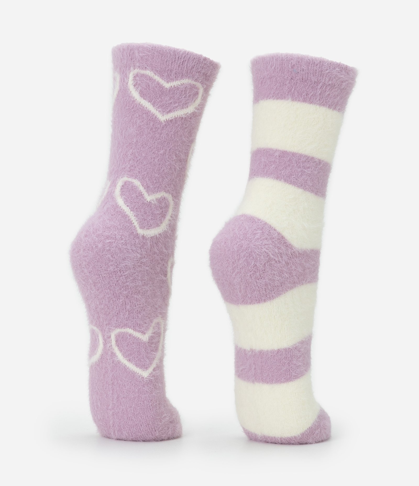 Kit 02 Meias Cano Alto em Poliamida com Pelo Artificial Lilás 3