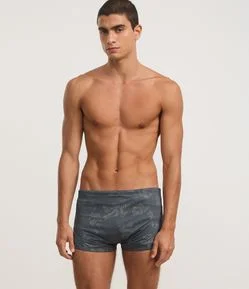 Sunga Boxer em Microfibra com Estampa de Folhagem