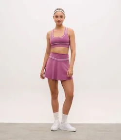 Short Saia Esportivo em Microfibra com Frisos Contrastantes
