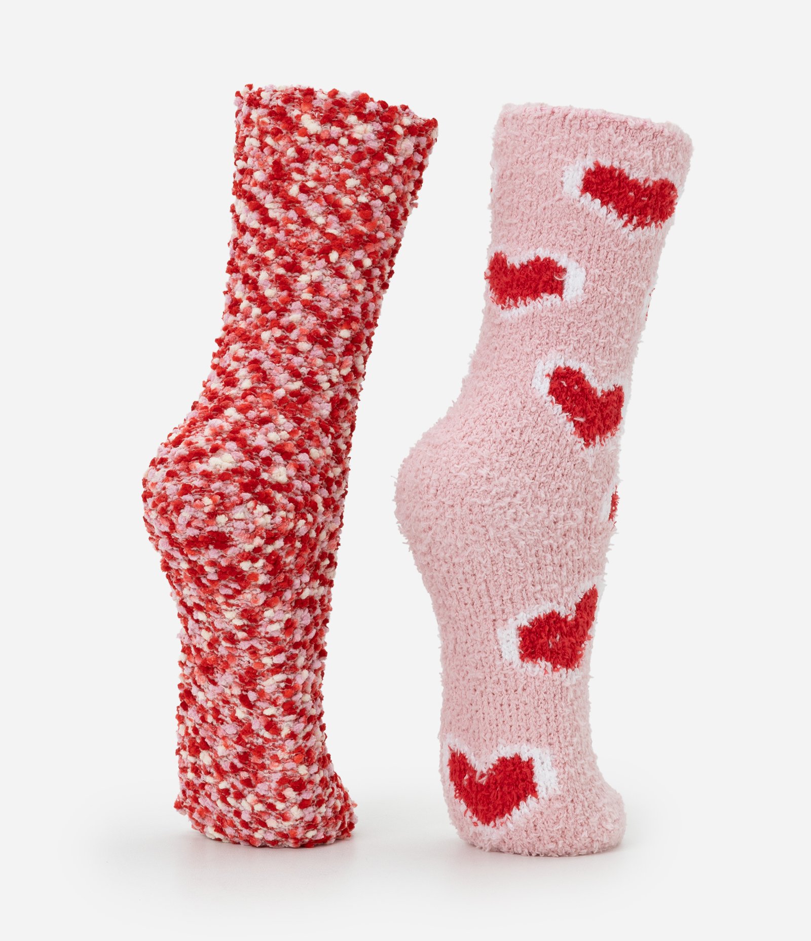 Kit 02 Meias Cano Alto em Chenille Vermelho/Rosa 3