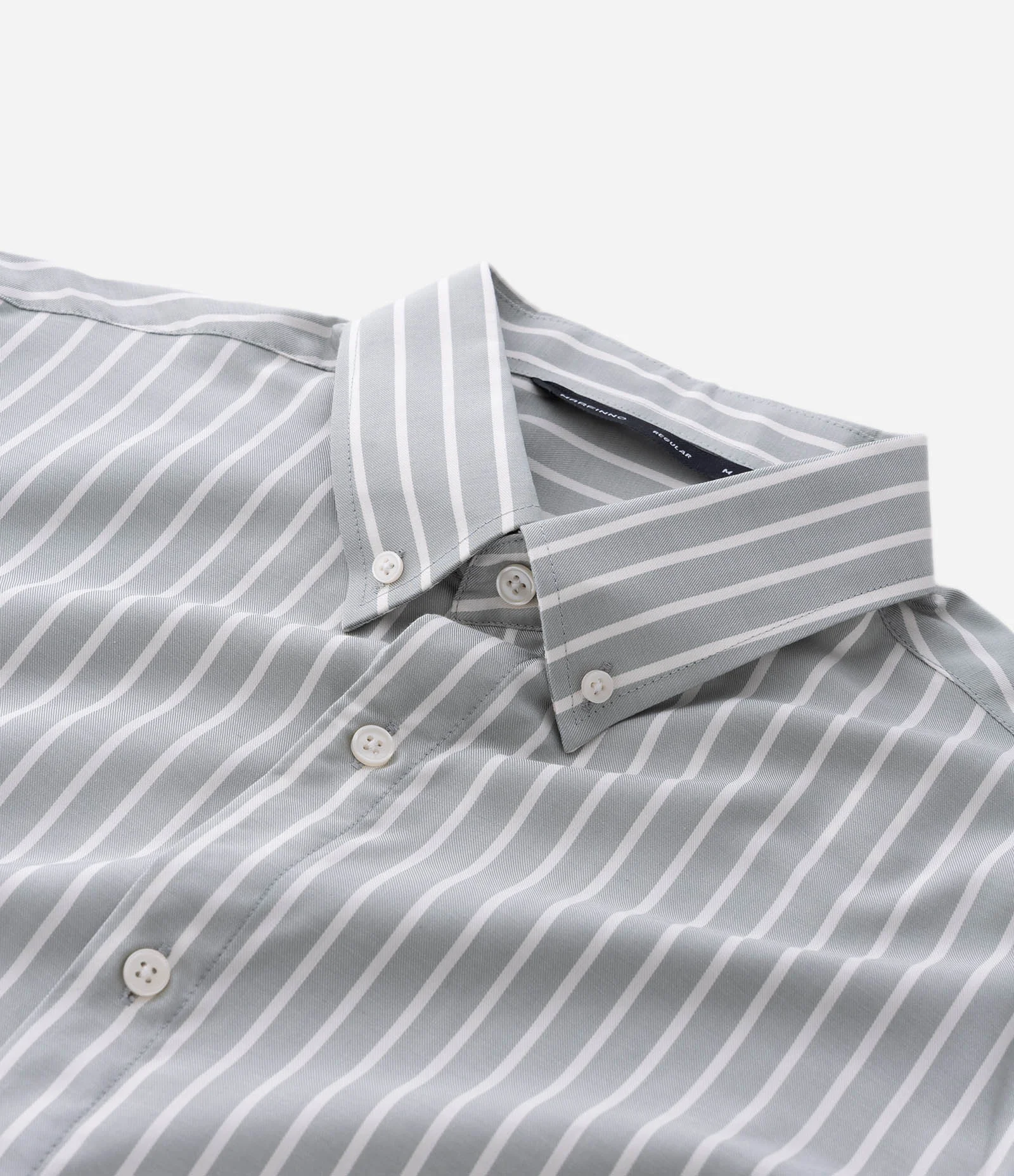 Camisa Regular com Fibra de Bambu e Listras Fio Tinto Cinza Claro 7