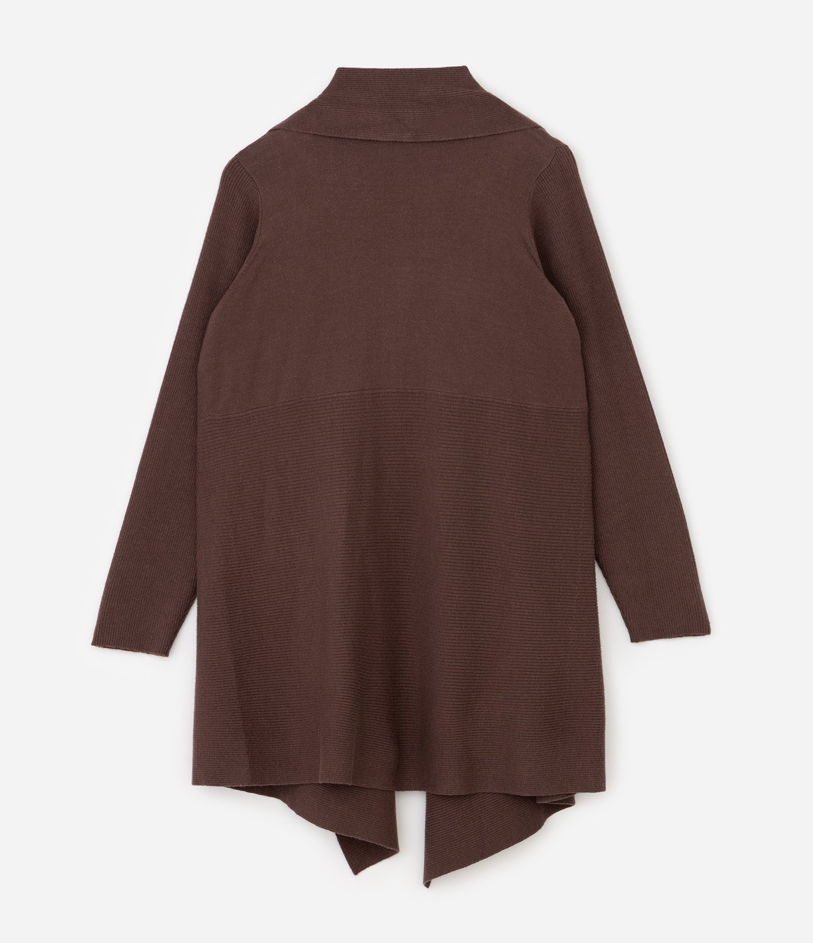 Cardigan Alongado em Tricô com Pontas Curve & Plus Size Marrom 1