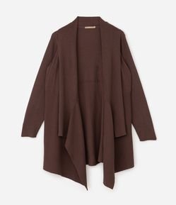 Cardigan Alongado em Tricô com Pontas Curve & Plus Size
