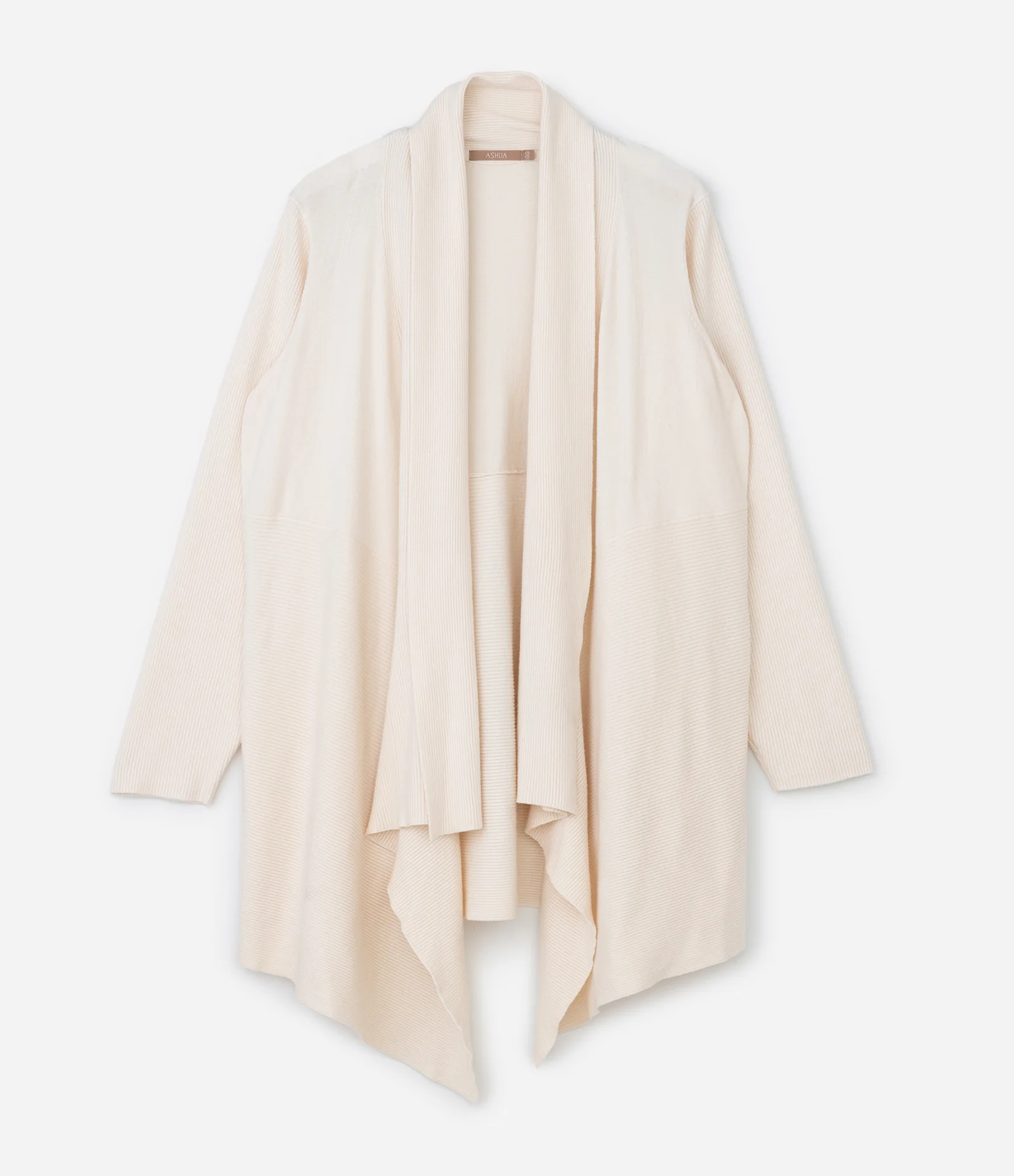 Cardigan Alongado em Tricô com Pontas Curve & Plus Size Off White 1