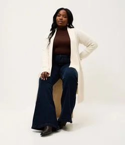 Cardigan Alongado em Tricô com Pontas Curve & Plus Size