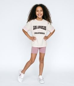 Camiseta Infantil Meia Malha com Lettering Los Angeles – Tam 7 A 14 Anos
