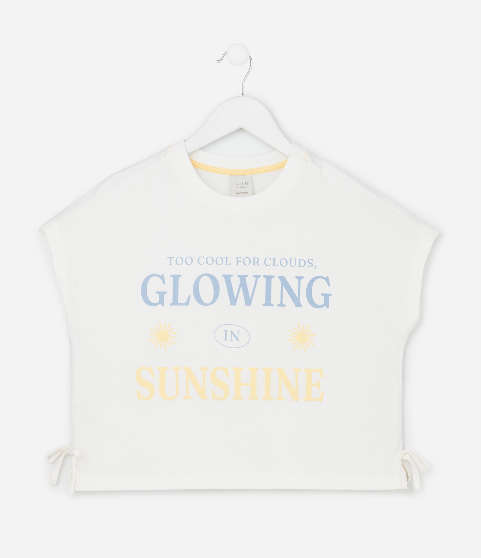 Camiseta Infantil Boxy com Estampa Sunshine - Tam 7 a 14 Anos Branco 1