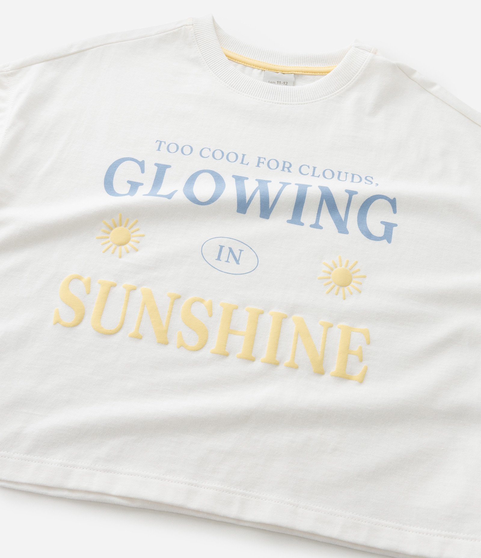 Camiseta Infantil Boxy com Estampa Sunshine - Tam 7 a 14 Anos Branco 7