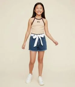 Regata Infantil Baby Tee em Ribana com Lettering NYC – Tam 7 a 14 Anos