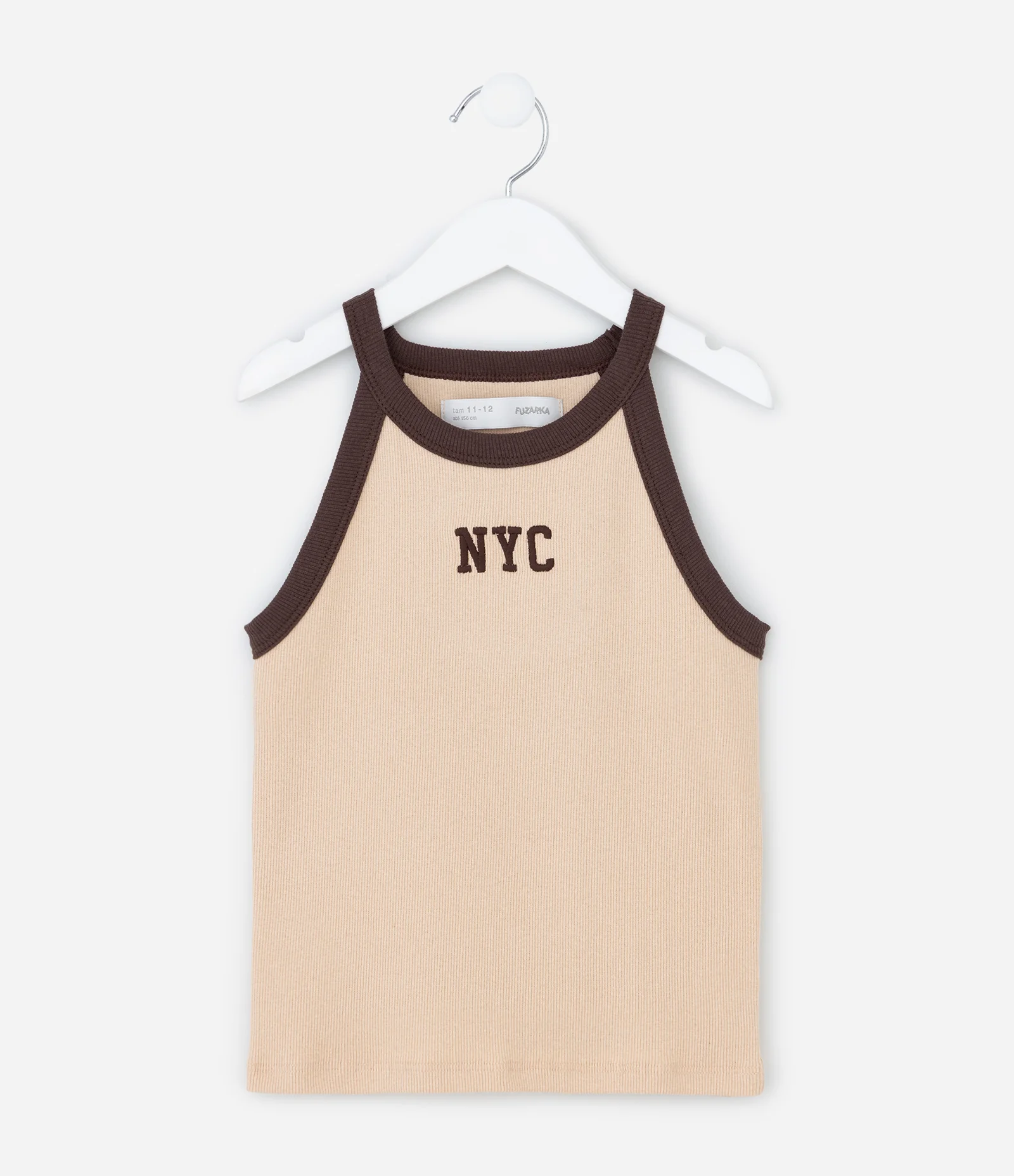 Regata Infantil Baby Tee em Ribana com Lettering NYC – Tam 7 a 14 Anos Bege 2