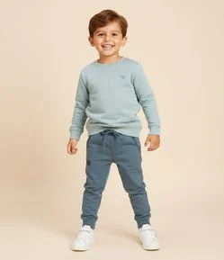 Calça Jogger Infantil em Microfibra com Zíper e Tape - Tam 1 A 6 Anos