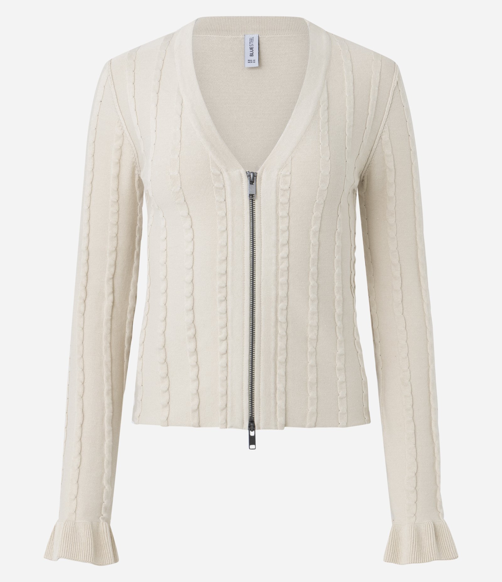 Cardigan em Tricô Texturizado com Zíper Off White 1