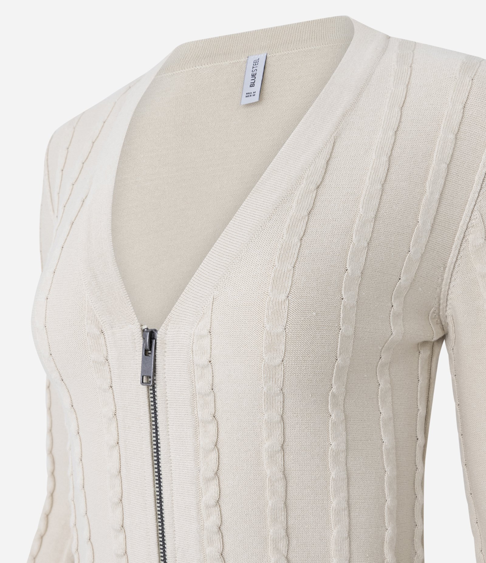 Cardigan em Tricô Texturizado com Zíper Off White 2
