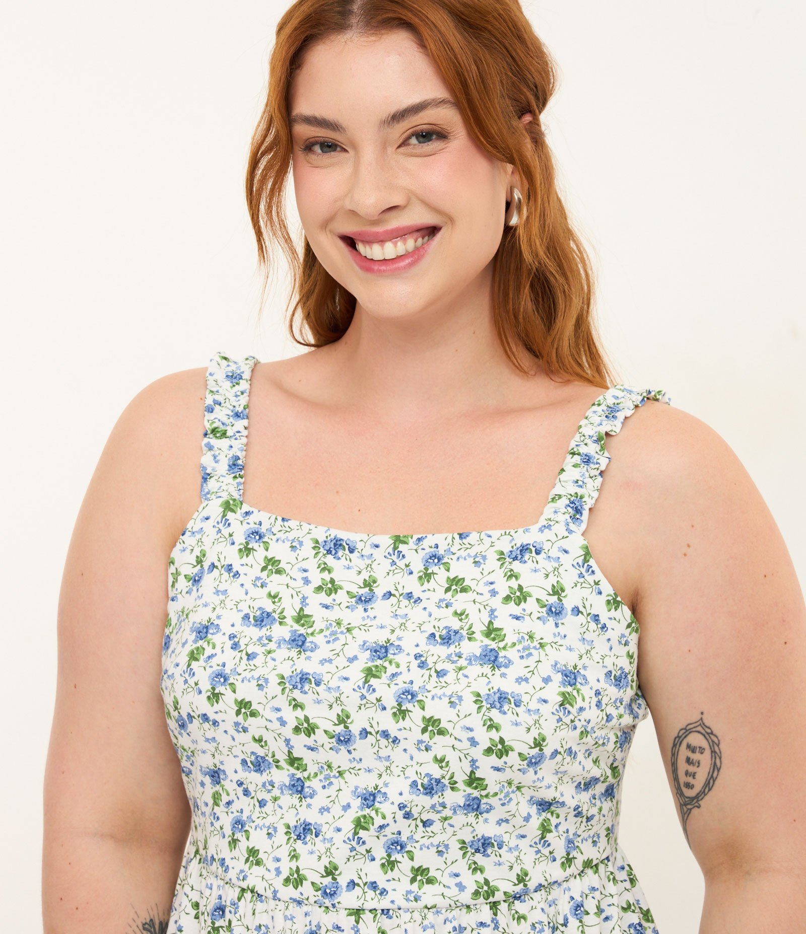 Vestido Curto em Algodão com Estampa Floral Liberty Curve & Plus Size Branco 2