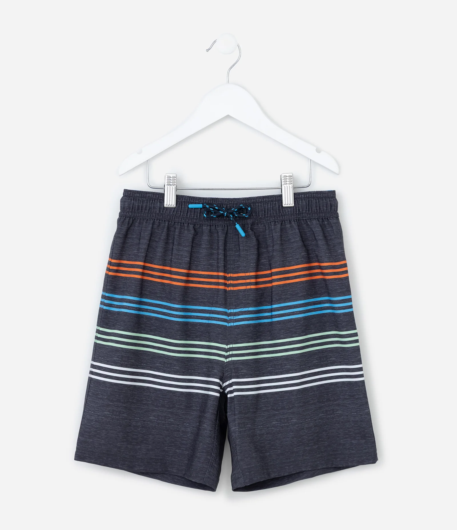 Bermuda de Banho Infantil com Listra Colorida - Tam 5 a 14 anos Azul 2