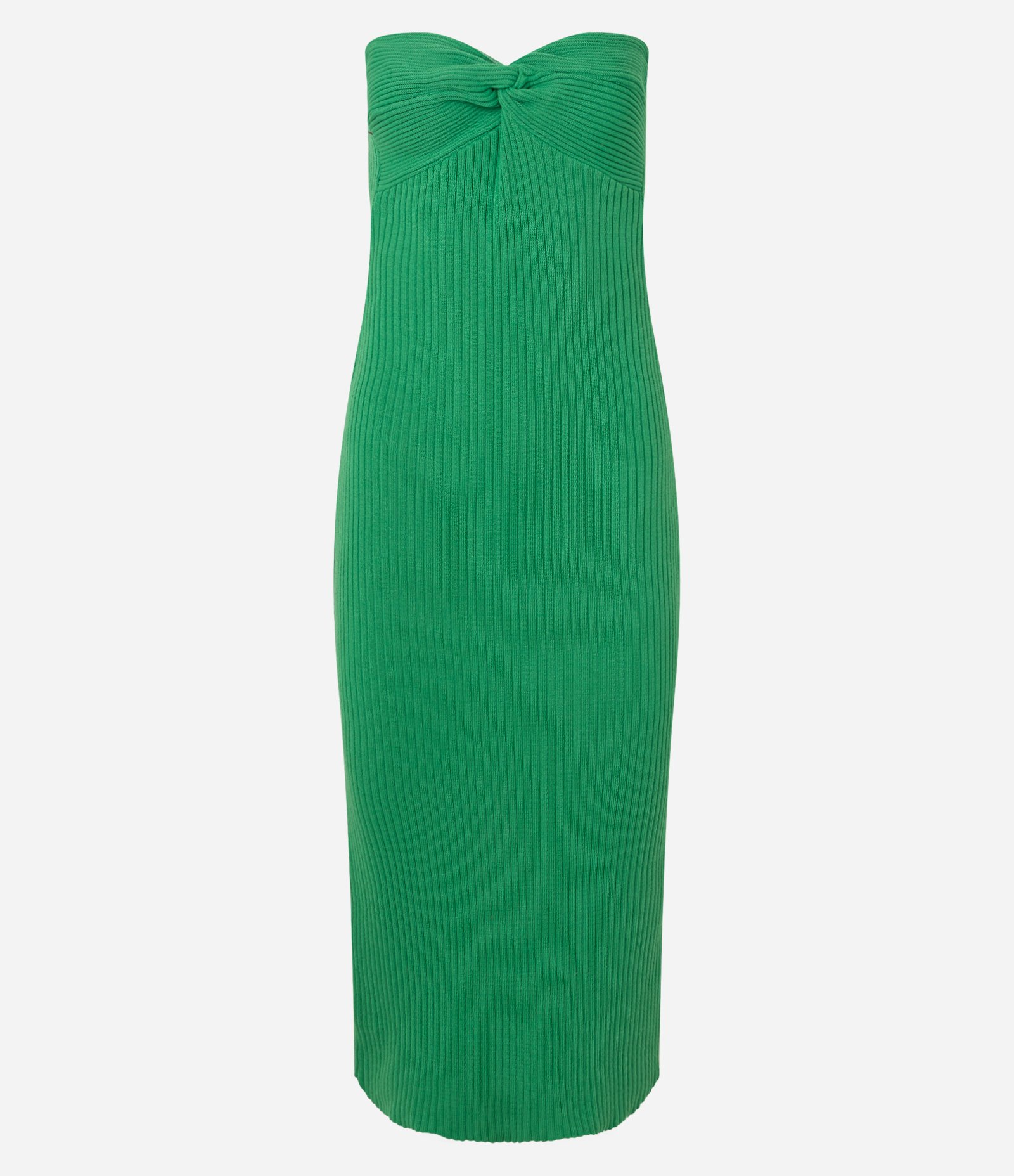 Vestido New Midi Tomara que Caia em Tricô com Torcido no Busto Verde 5
