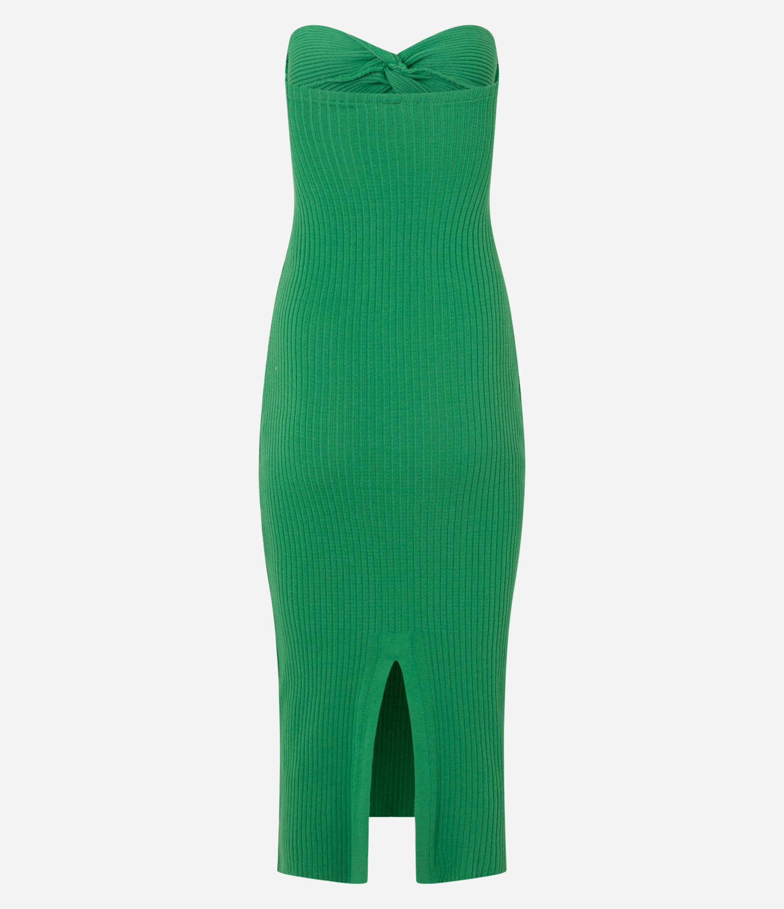Vestido New Midi Tomara que Caia em Tricô com Torcido no Busto Verde 7