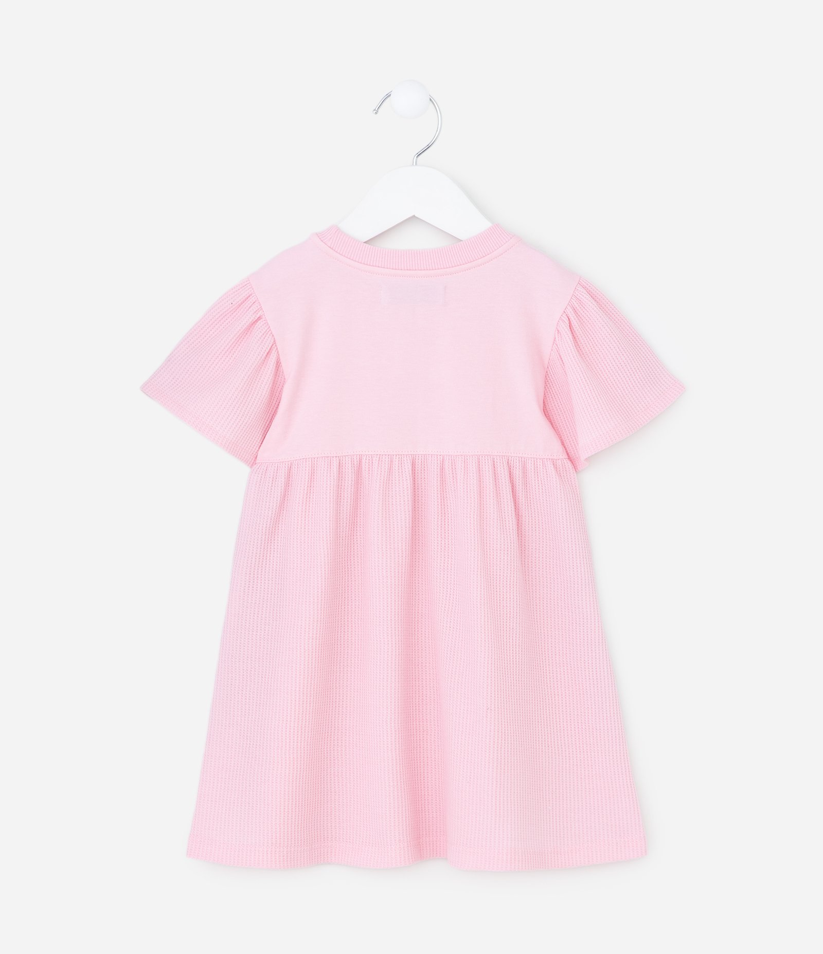 Vestido Infantil em Malha Waffle com Manga Curta – Tam 1 a 5/6 Anos Rosa 2