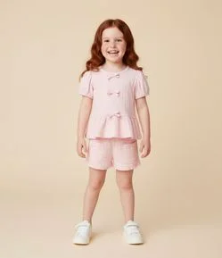 Conjunto Infantil Texturizado com Batinha e Short com Bolsos - Tam 1 A 6 Anos