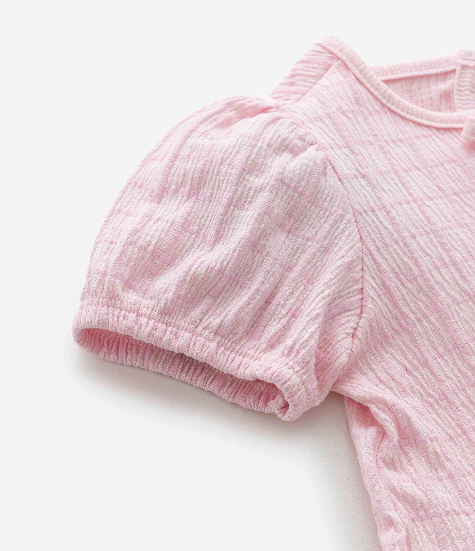 Conjunto Infantil Texturizado com Batinha e Short com Bolsos - Tam 1 A 6 Anos Rosa Claro 8