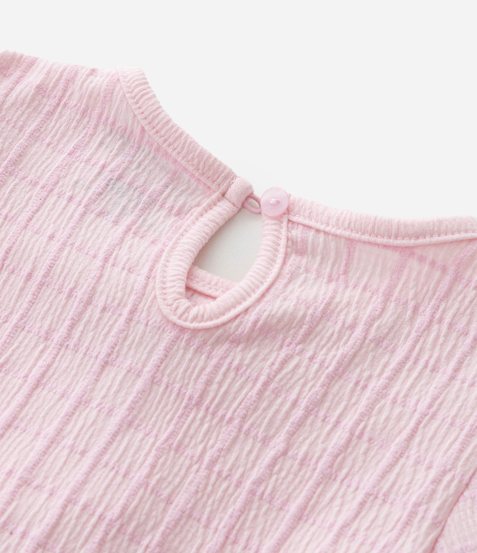 Conjunto Infantil Texturizado com Batinha e Short com Bolsos - Tam 1 A 6 Anos Rosa Claro 10