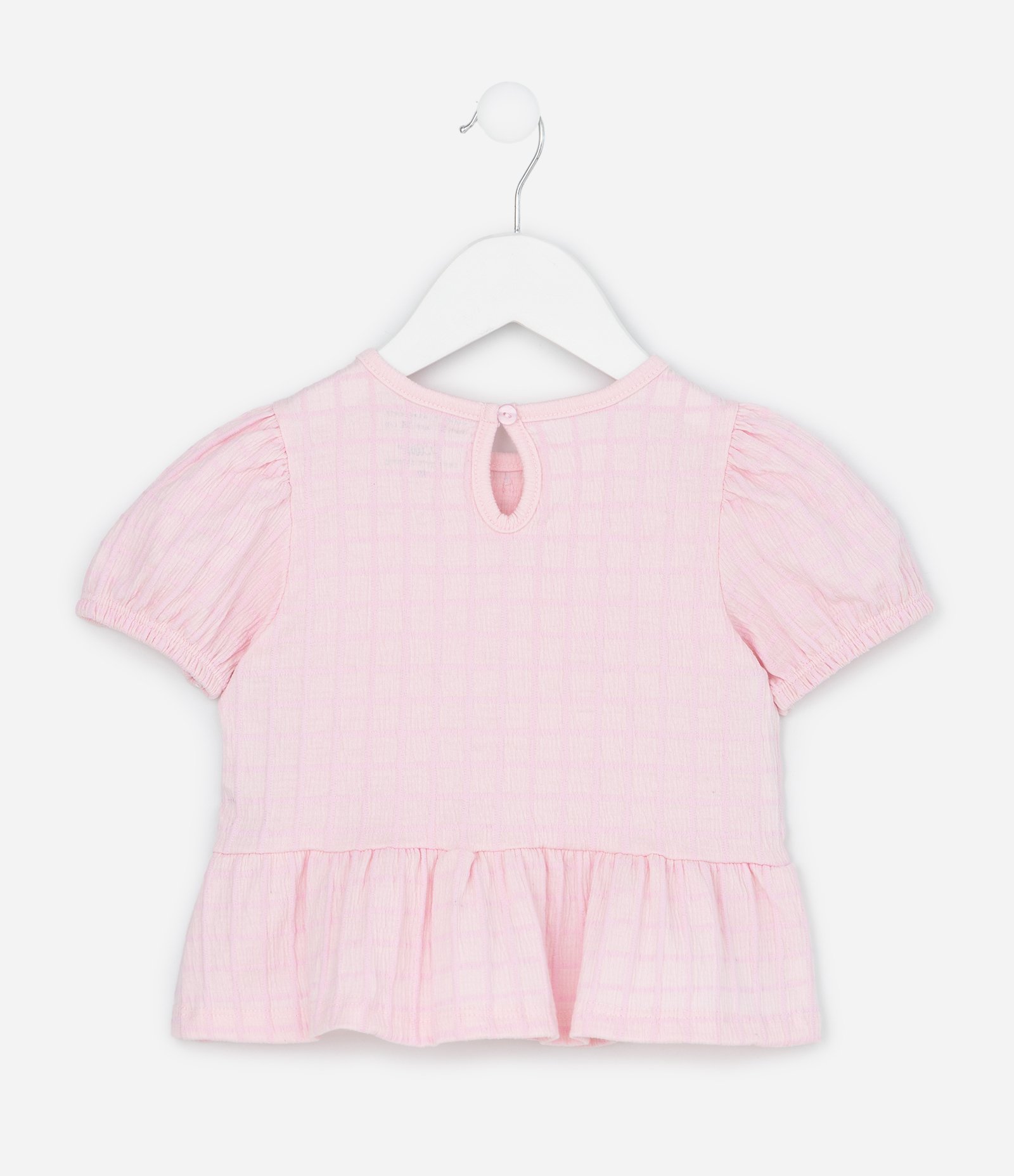 Conjunto Infantil Texturizado com Batinha e Short com Bolsos - Tam 1 A 6 Anos Rosa Claro 3