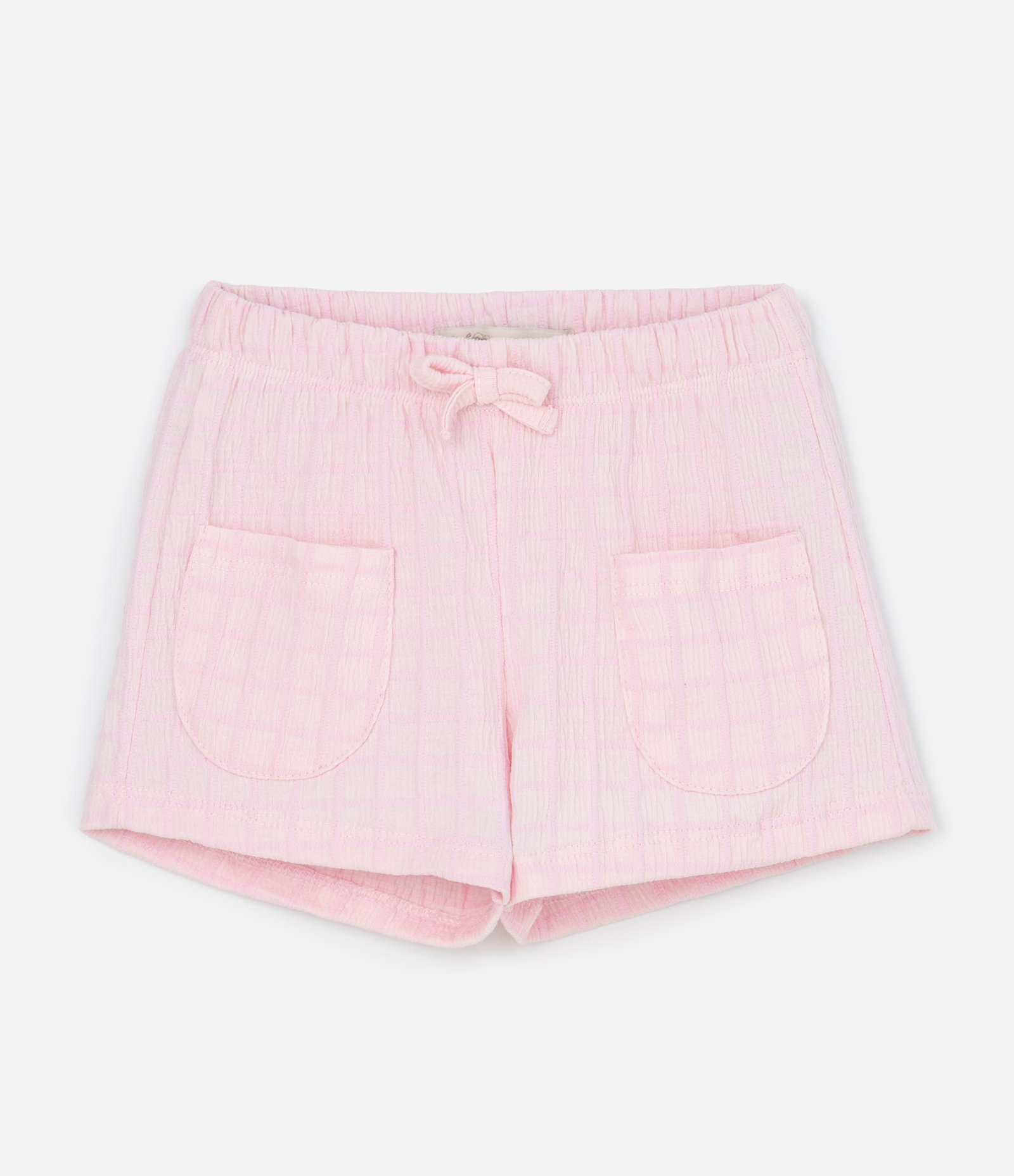 Conjunto Infantil Texturizado com Batinha e Short com Bolsos - Tam 1 A 6 Anos Rosa Claro 4