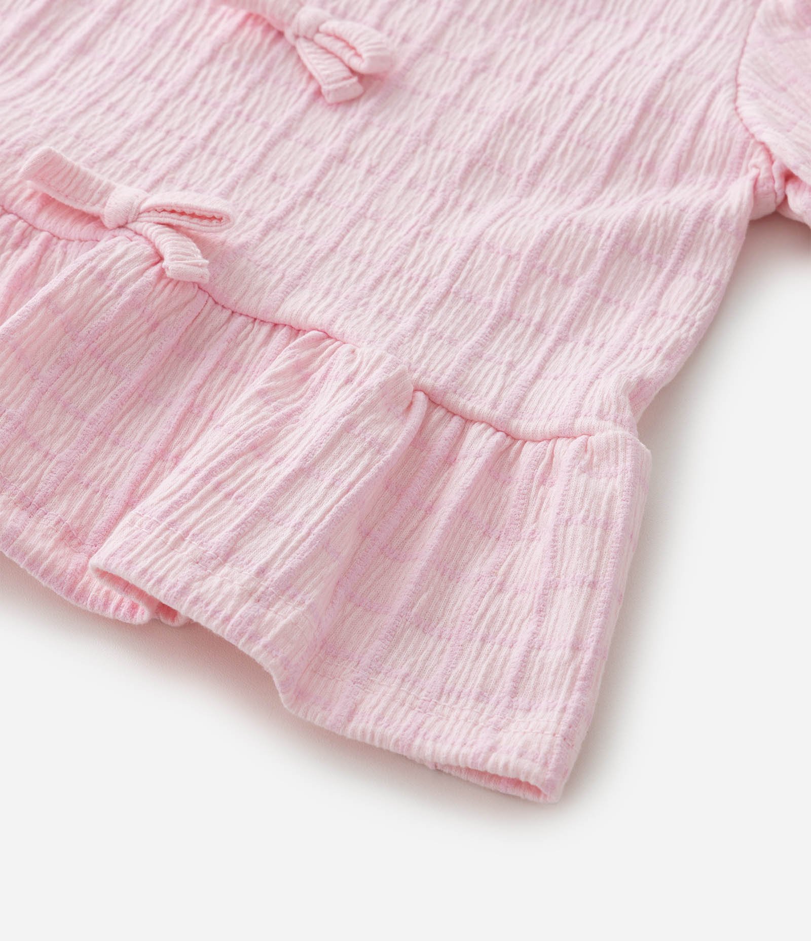 Conjunto Infantil Texturizado com Batinha e Short com Bolsos - Tam 1 A 6 Anos Rosa Claro 7